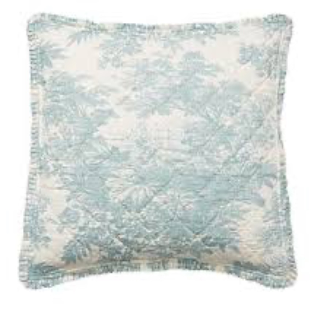 Pottery Barn Matine Toile Quilted Euro Sham Porcelain Blue NWT
